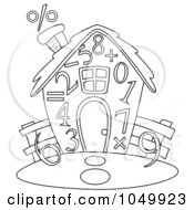 Royalty Free RF Clip Art Illustration Of A Coloring Page Outline Of A Number House