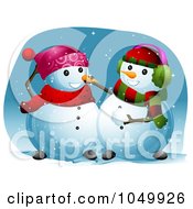 Poster, Art Print Of Snowman Putting A Carrot On His Friends Nose