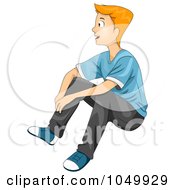 Royalty Free RF Clip Art Illustration Of A Teen Boy Sitting