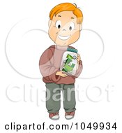 Poster, Art Print Of Happy Boy Holding A Money Jar