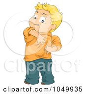 Royalty Free RF Clip Art Illustration Of A Boy Itching His Back