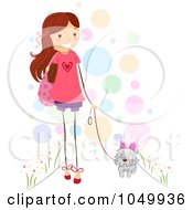 Poster, Art Print Of Stick Girl Walking Her Dog
