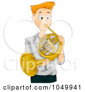 Teen Boy Playing A French Horn