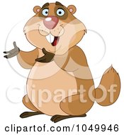 Cute Groundhog Presenting With His Hands