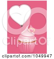 Poster, Art Print Of Pink Cupcake With Heart Label Over Pink