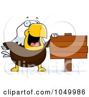 Royalty Free RF Clip Art Illustration Of A Bald Eagle With A Blank Sign
