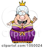 Royalty Free RF Clip Art Illustration Of A Plump Queen With An Idea