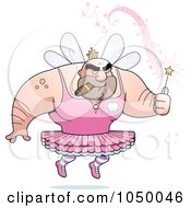 Royalty Free RF Clip Art Illustration Of A Strong Tooth Fairy Man Smoking A Cigar by Cory Thoman