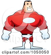 Royalty Free RF Clip Art Illustration Of A Strong Super Hero Man In Red