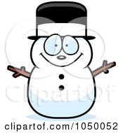 Poster, Art Print Of Happy Snowman With A Black Hat