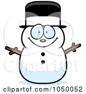Royalty Free RF Clip Art Illustration Of A Happy Snowman With A Black Hat