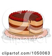 Poster, Art Print Of Chocolate Strawberry Cake With A Missing Slice