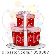 Royalty Free RF Clip Art Illustration Of A Red Polka Dot Gift Cake
