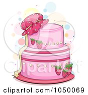 Poster, Art Print Of Pink Strawberry Cake With A Bonnet