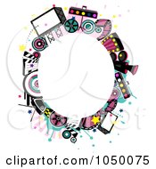 Poster, Art Print Of Oval Frame Of Entertainment Items Around Copyspace