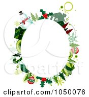 Poster, Art Print Of Oval Frame Of Christmas Items Around Copyspace