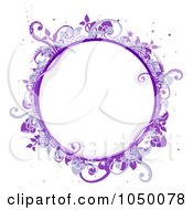 Royalty Free RF Clip Art Illustration Of A Purple Floral Circle Frame