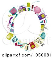 Poster, Art Print Of Oval Frame Of Communication Items Around Copyspace