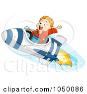 Poster, Art Print Of Boy Riding A Rocket