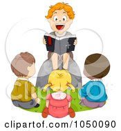 Poster, Art Print Of Boy Reading A Bible To Friends