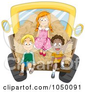 Poster, Art Print Of Diverse Kids With Hay In A Truck Bed