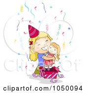 Royalty Free RF Clip Art Illustration Of A Birthday Girl Holding Doll