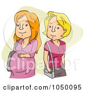 Royalty Free RF Clip Art Illustration Of A Woman Admiring A Pregnant Woman