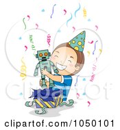 Poster, Art Print Of Birthday Boy Opening A Robot