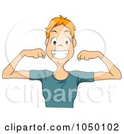 Poster, Art Print Of Red Haired Boy Flexing His Arms