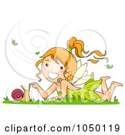 Poster, Art Print Of Fairy Girl Playing With A Snail