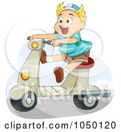 Poster, Art Print Of Boy Riding A Scooter