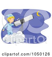 Poster, Art Print Of Boy Star Gazing On A Cloud