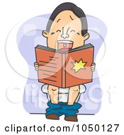 Royalty Free RF Clip Art Illustration Of A Man Laughing While Reading Toilet Humor