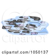 Royalty Free RF Clip Art Illustration Of Dead Fish Floating After An Oil Spill by BNP Design Studio