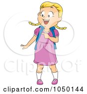 Poster, Art Print Of School Girl Pointing To The Side