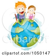 Poster, Art Print Of Hiking Kids On Top Of Earth