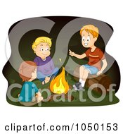 Poster, Art Print Of Boys Telling Stories Around A Campfire