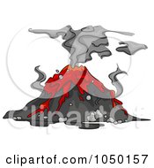 Poster, Art Print Of Erupting Volcano With An Ash Cloud And Lava