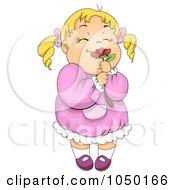 Girl Smelling A Red Flower