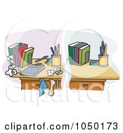 Poster, Art Print Of Split Scene Of A Clean And Messy Desk
