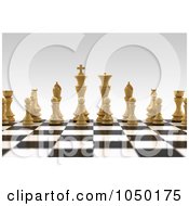3d White Chess Pieces On A Board With A Very Shallow Depth Of Field