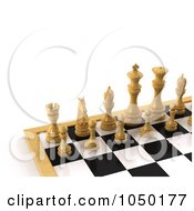 Poster, Art Print Of 3d White Chess Pieces On A Board