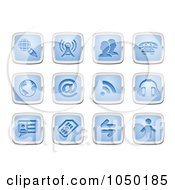 Poster, Art Print Of Digital Collage Of Blue And Silver Communication Icons