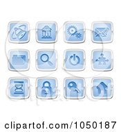 Poster, Art Print Of Digital Collage Of Blue And Silver Internet Icons