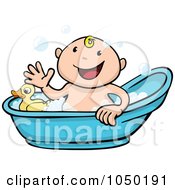 Poster, Art Print Of Happy Baby Taking A Bath
