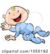 Royalty Free RF Clip Art Illustration Of A Happy Baby Crawling And Waving