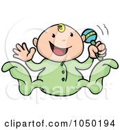 Poster, Art Print Of Happy Baby Playing With A Rattle
