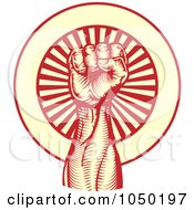 Royalty Free RF Clip Art Illustration Of A Retro Fist Against A Burst by AtStockIllustration