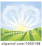 Royalty Free RF Clip Art Illustration Of A Bright Sunrise Over Hills