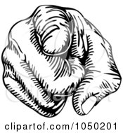 Royalty Free RF Clip Art Illustration Of A Black And White Pointing Hand